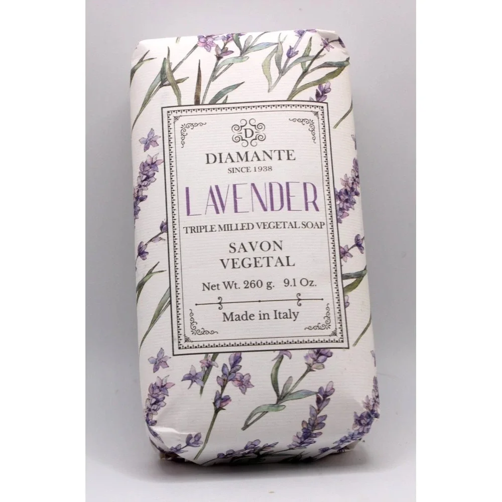 Lavender Soap Diamante triple milled 9.1 oz (260 g) Italy New